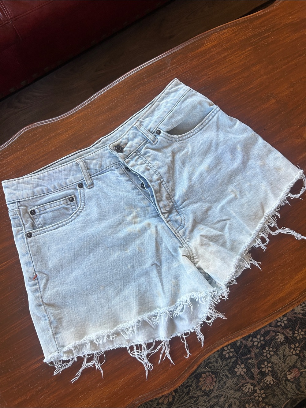 The Normal Brand Light Blue Frayed Hem Denim Shorts